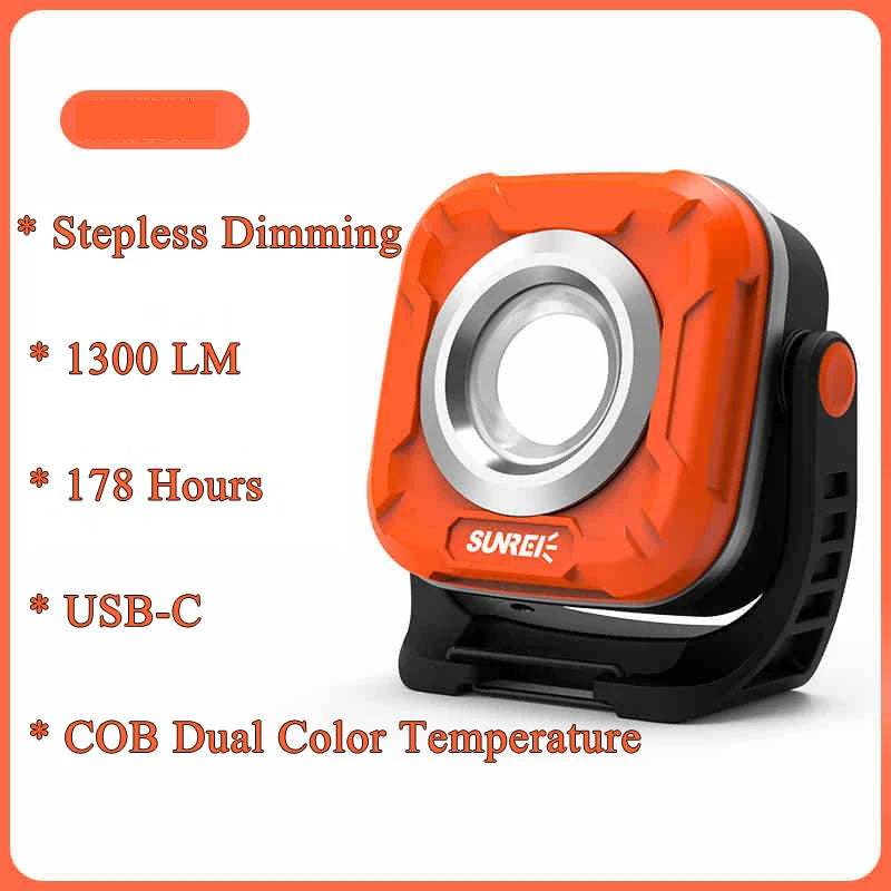 SUNREE C1200 Portable LED Rechargeable Magnetic Work Light  300° Rotation  Work Flashlight