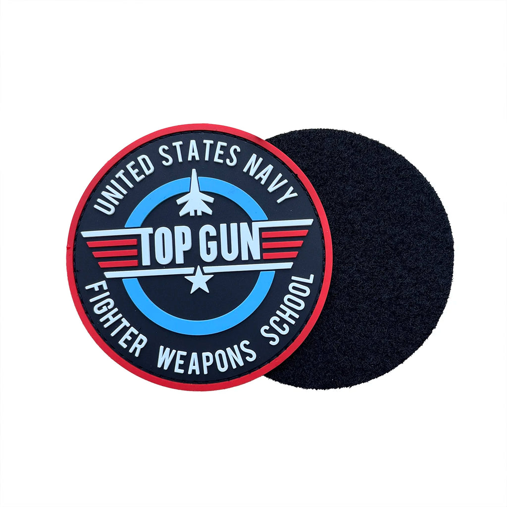 Custom Logo Top Gun Pilot Badge Tactical Morale Badge Medical Search Rescue PVC Hook and Loop Patch Backpack Decorative Sticker