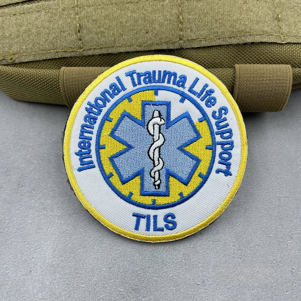 1pc Tactical Medical Badge First Aid Embroidery  Badge Hook&Loop Patch Star of Life Red Cross EMS Cloth Patch