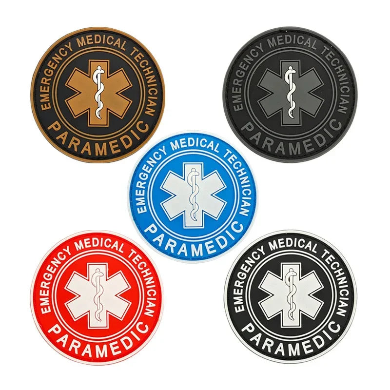 Paramedic Life Star Snake Battle 3D PVC Hook and Loop Morale Badge First Aid Sign Military Patches Backpack Tactical Stickers