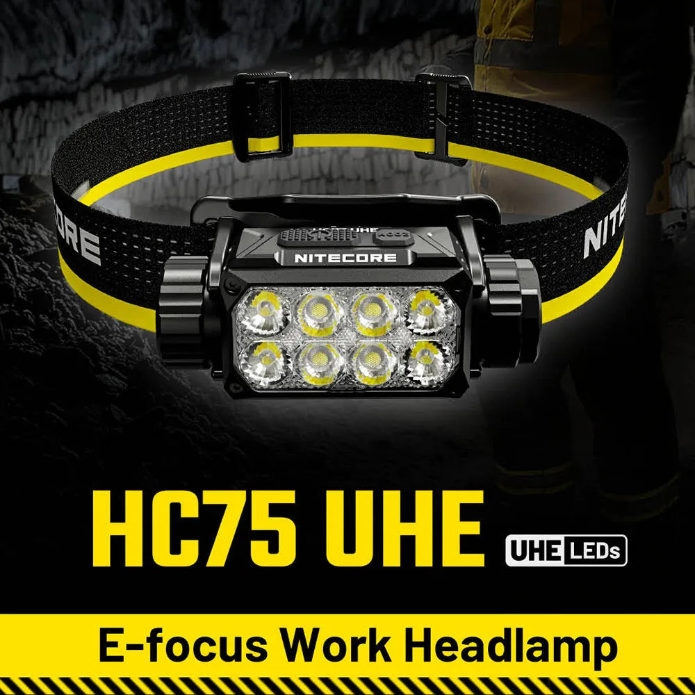 NITECORE HC75 UHE 3000 Lumen 32 LEDs Headlight Rechargeable E-focus Adjustment Hiking/Trekking Outdoor Work Maintenance Headlamp