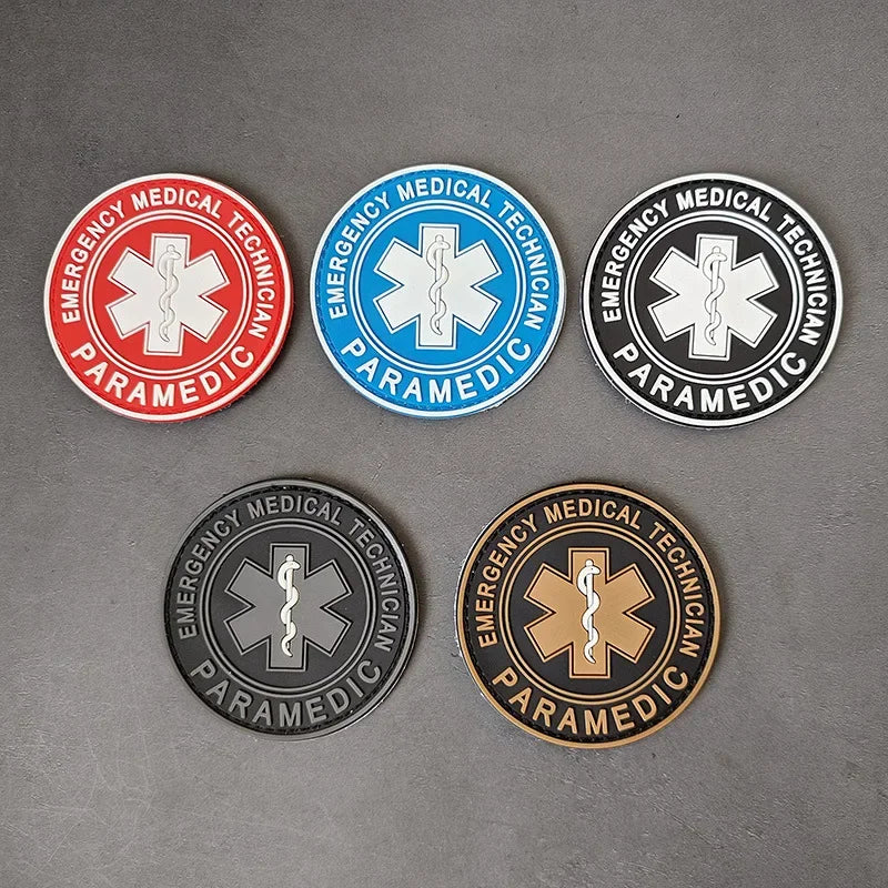 Paramedic Life Star Snake Battle 3D PVC Hook and Loop Morale Badge First Aid Sign Military Patches Backpack Tactical Stickers