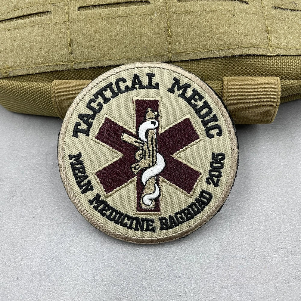 1pc Tactical Medical Badge First Aid Embroidery  Badge Hook&Loop Patch Star of Life Red Cross EMS Cloth Patch