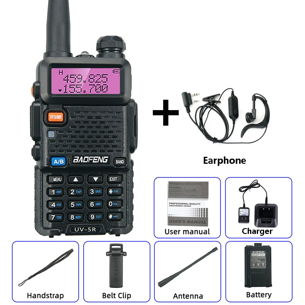 BaoFeng UV-5R Walkie Talkie 5W/8W Two Way Radio Commutator VHF/UHF 136-174MHz & 400-520MHz Station Receiver Ham Wireless Set