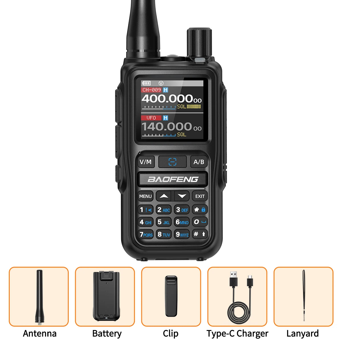 Baofeng UV-5R Mini Walkie Talkie Bluetooth Programming Wireless Copy Frequency Full Band 999CH AM FM Type-C Long Range Ham Radio