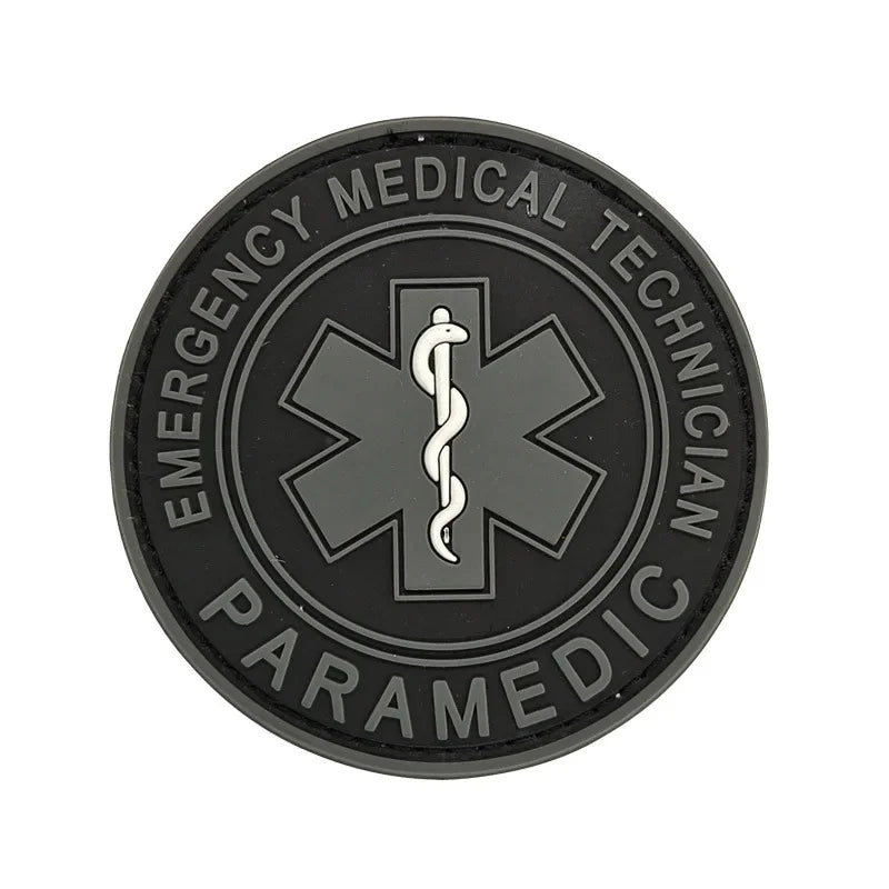 Paramedic Life Star Snake Battle 3D PVC Hook and Loop Morale Badge First Aid Sign Military Patches Backpack Tactical Stickers