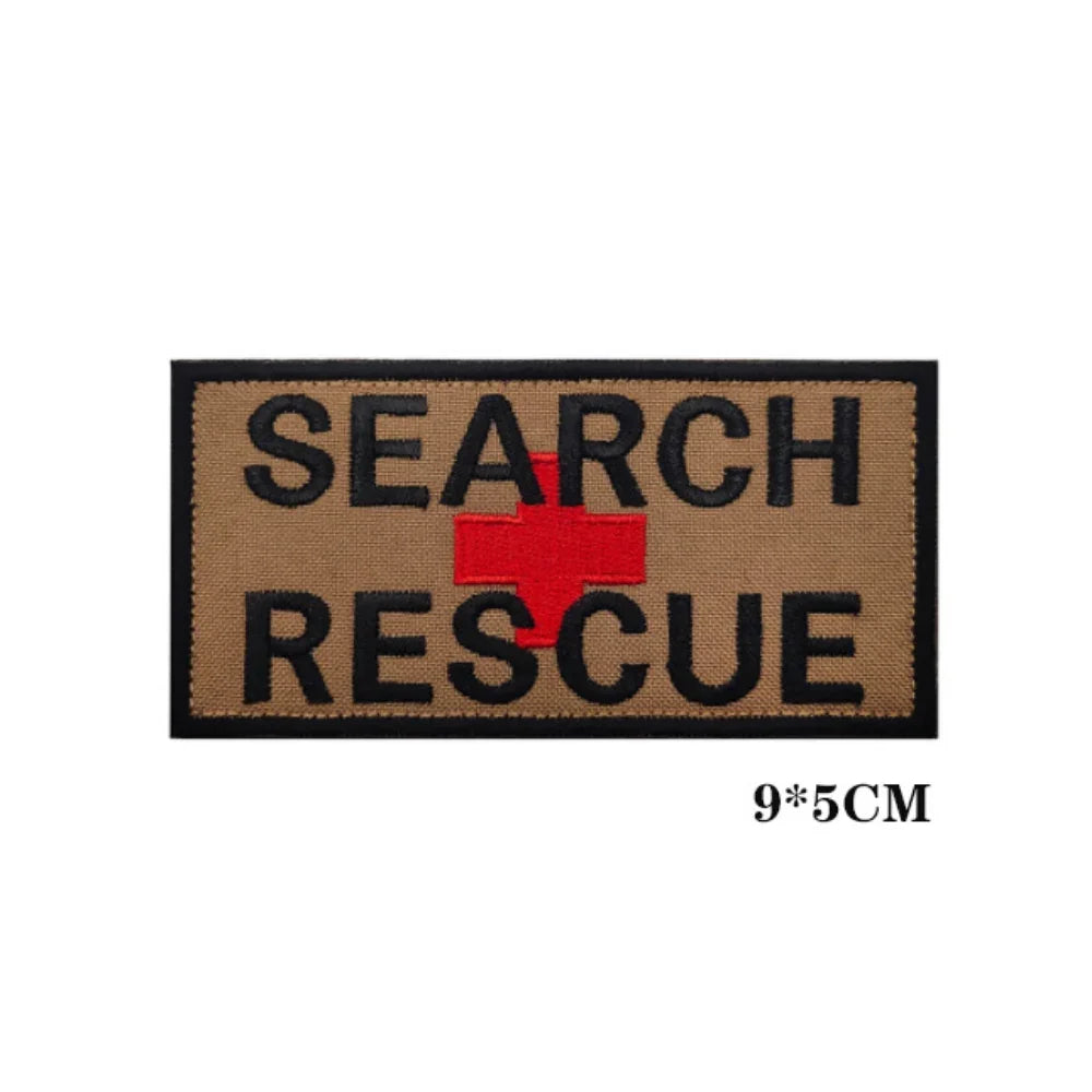 SEARCH RESCUE Embroidery Patches Helicopter Rescue Search Badge Military Tactical Morale Hook and Loop Patch for Clothing