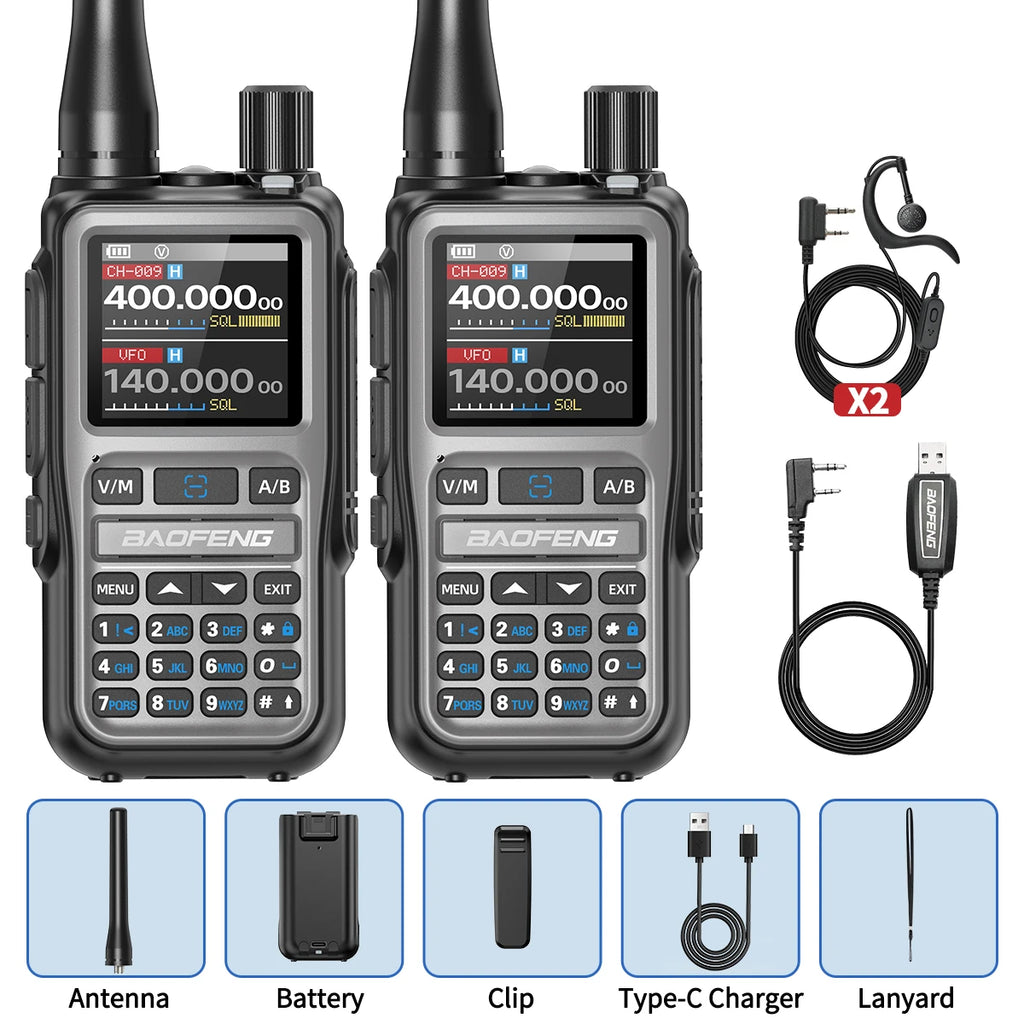 Baofeng UV-5R Mini Walkie Talkie Bluetooth Programming Wireless Copy Frequency Full Band 999CH AM FM Type-C Long Range Ham Radio