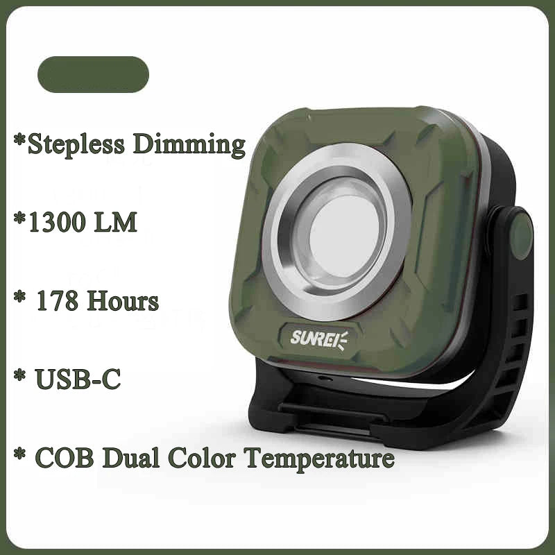 SUNREE C1200 Portable LED Rechargeable Magnetic Work Light  300° Rotation  Work Flashlight