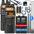 2X BAOFENG M-5R 8W Walkie Talkie 3800mAh Battery Multi Band AM Type-C USB Copy Upgraded UV-5R UV5R Long Range Two Way Ham Radio