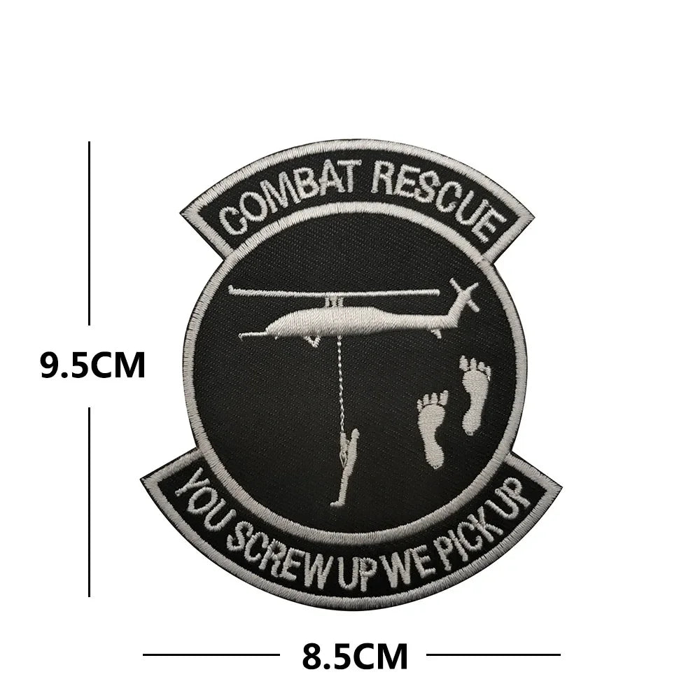 SEARCH RESCUE Embroidery Patches Helicopter Rescue Search Badge Military Tactical Morale Hook and Loop Patch for Clothing