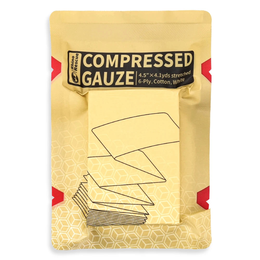 RHINO RESCUE  Sterile Compressed Gauze for Emergency Wound Dressing, First Aid and Trauma Kit
