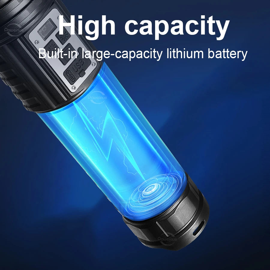 2025 Most Powerful LED Flashlight Strong Light 2*500W High Power Tactical Torch Rechargeable Light Long Shot 3km Camping Lantren
