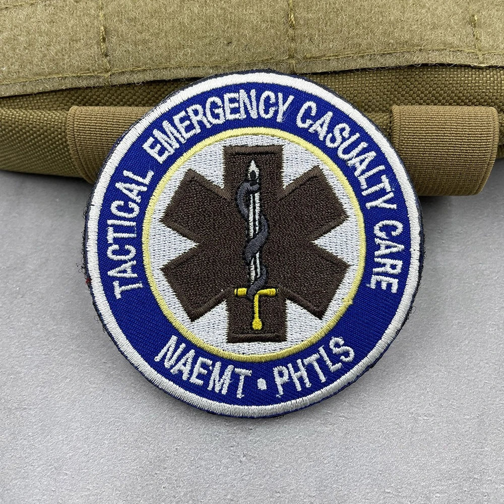 1pc Tactical Medical Badge First Aid Embroidery  Badge Hook&Loop Patch Star of Life Red Cross EMS Cloth Patch