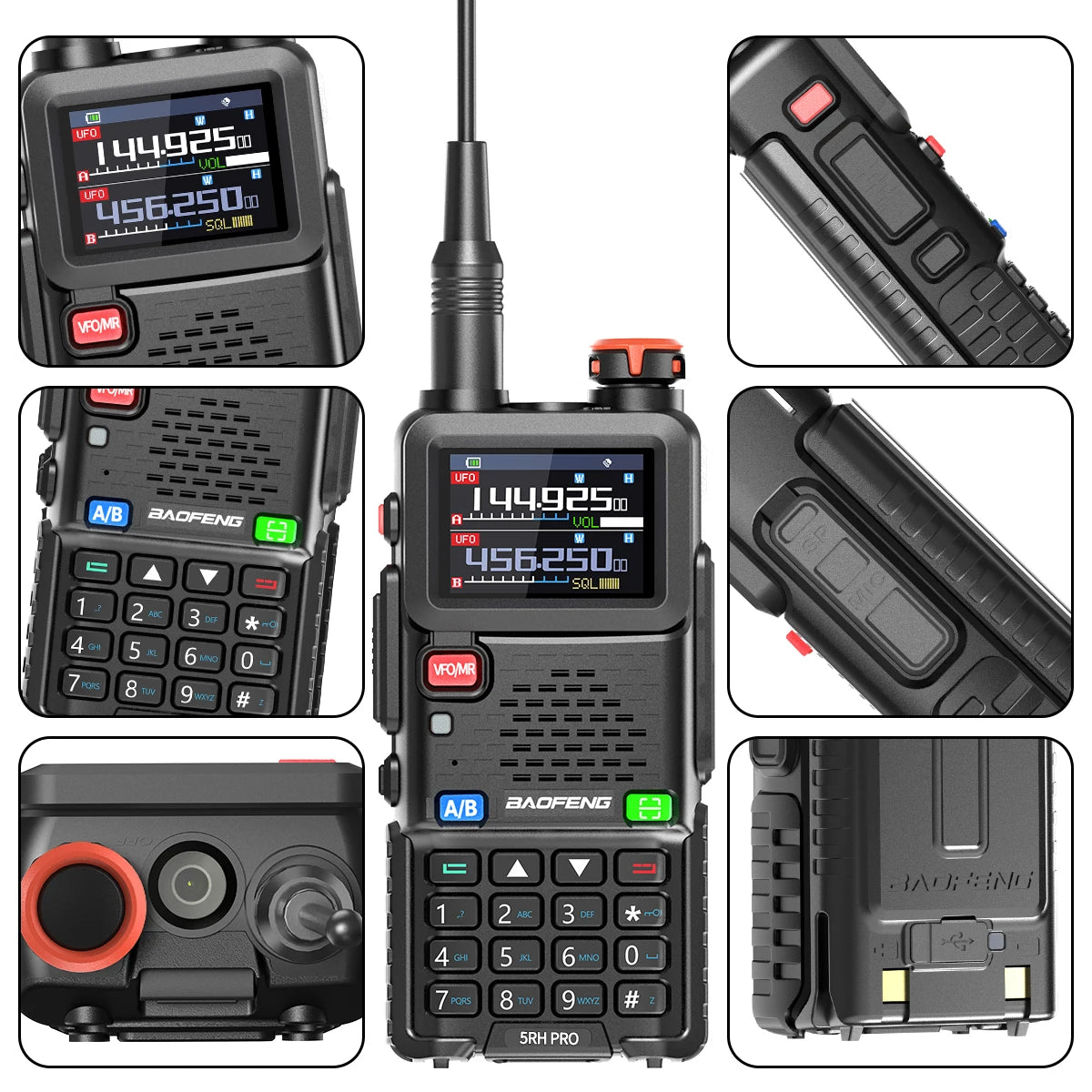 Baofeng UV-5RH PRO GPS Walkie Talkie Long Range Multi Band Wirless Copy Frequency NOAA Type-c Portable Tow Way Radio For Hunting
