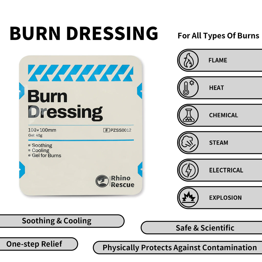 RHINO RESCUE Burn Care Kit: Burn Dressings, Burn Gel Packets,Cooling Cream, Burn First Aid Kit