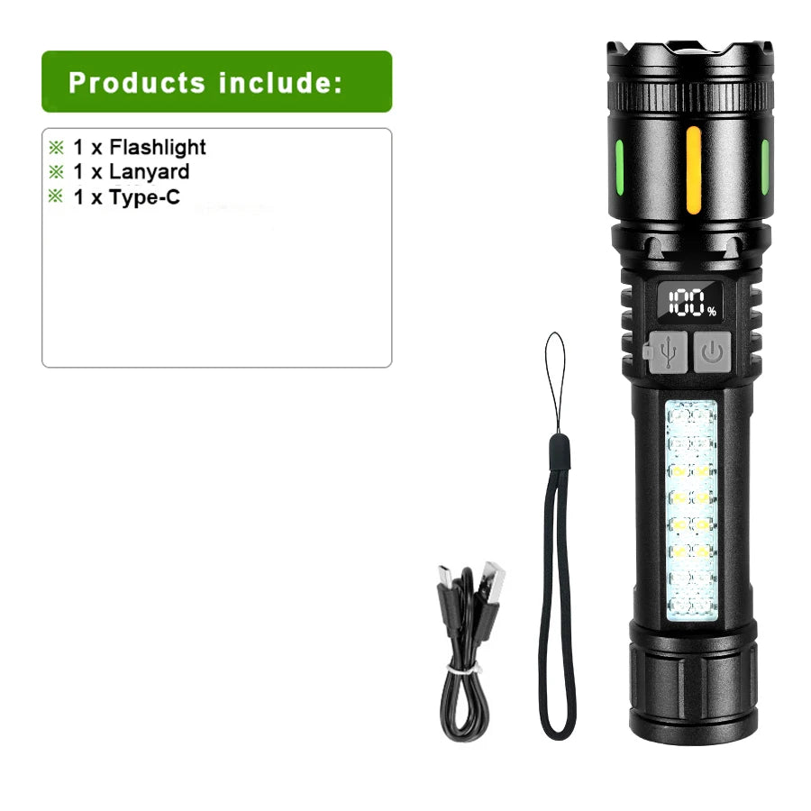 2025 Most Powerful LED Flashlight Strong Light 2*500W High Power Tactical Torch Rechargeable Light Long Shot 3km Camping Lantren