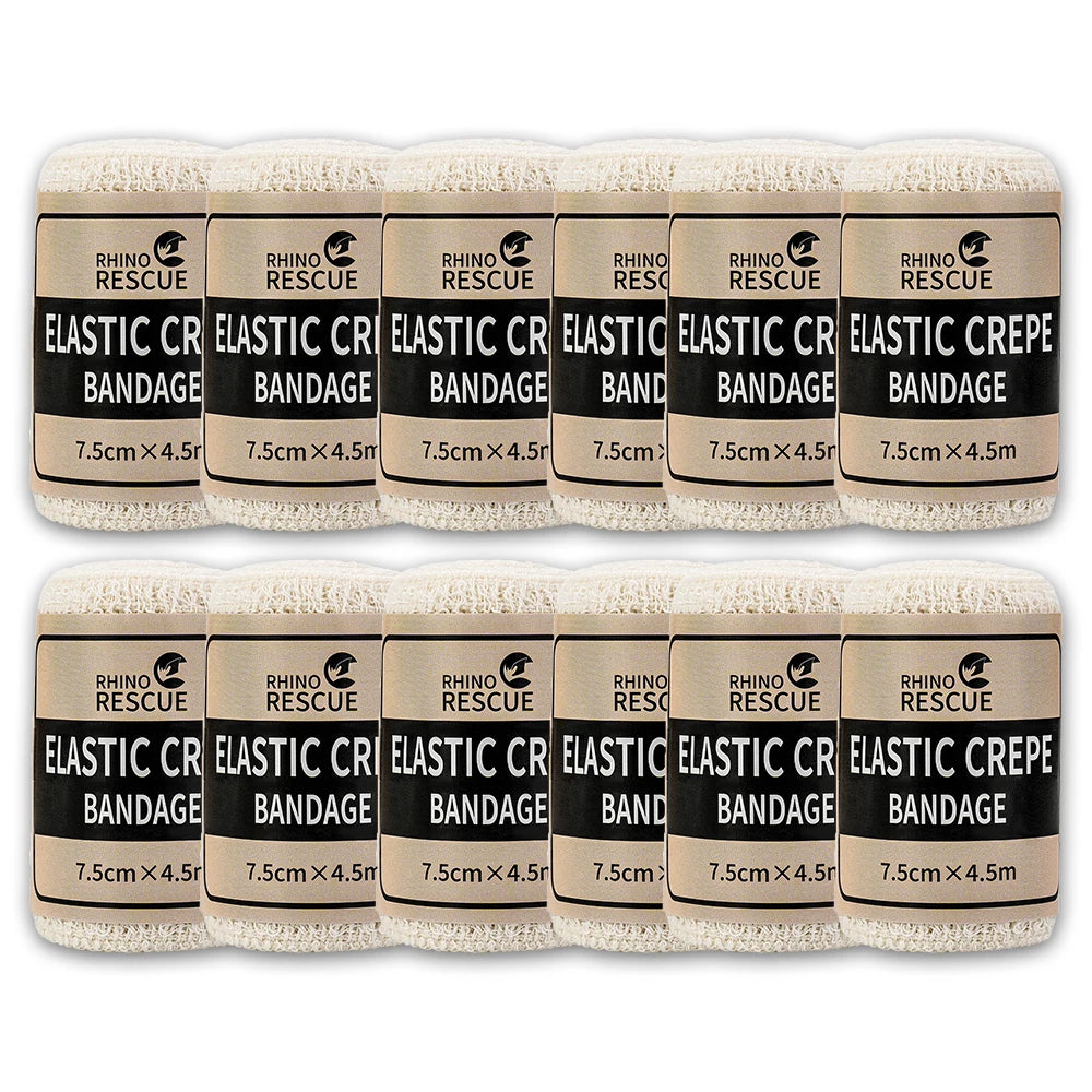 RHINO 6/12 pcs Elastic Crepe Bandage First Aid Kit Gauze Wound Dressing Nursing Emergency Care Bandage Outdoor Sports