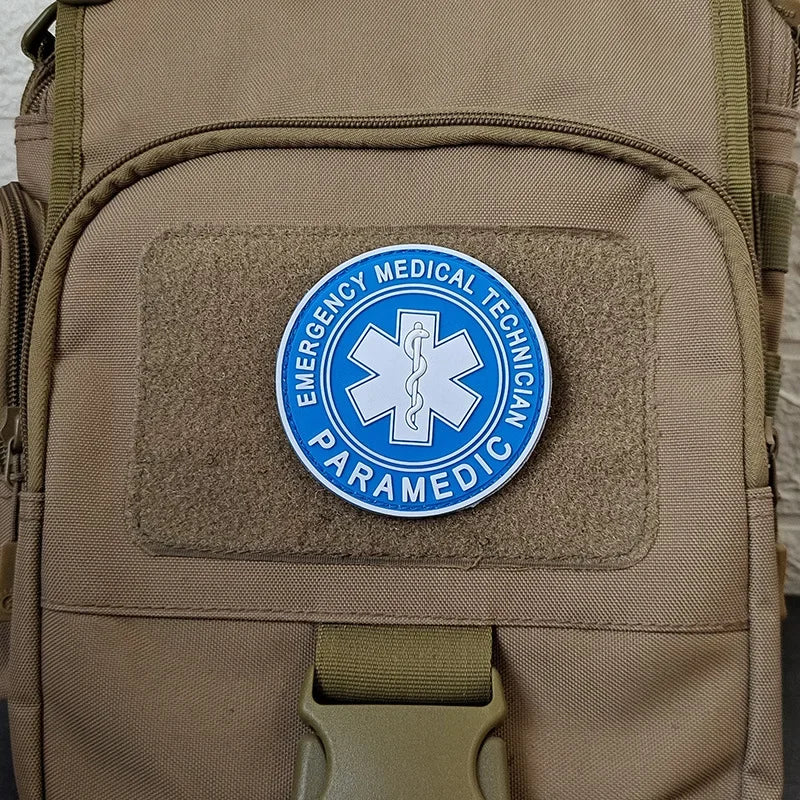 Paramedic Life Star Snake Battle 3D PVC Hook and Loop Morale Badge First Aid Sign Military Patches Backpack Tactical Stickers