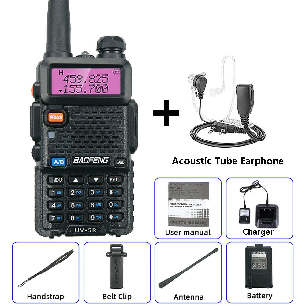 BaoFeng UV-5R Walkie Talkie 5W/8W Two Way Radio Commutator VHF/UHF 136-174MHz & 400-520MHz Station Receiver Ham Wireless Set
