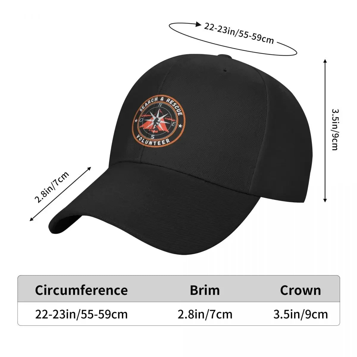 Search And Rescue Volunteer Compass Baseball Cap Trucker Hat Hard Hat Mens Tennis Women's