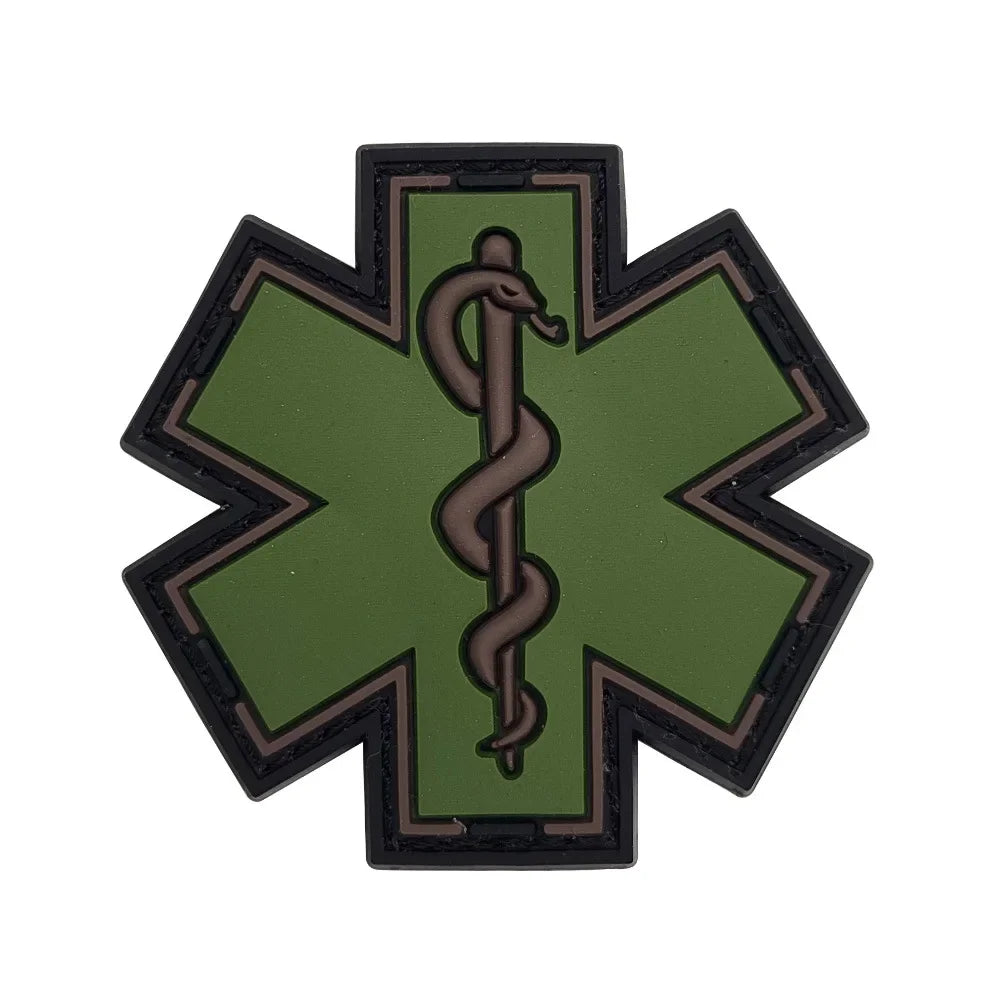 Paramedic Life Star Snake Battle 3D PVC Hook and Loop Morale Badge First Aid Sign Military Patches Backpack Tactical Stickers