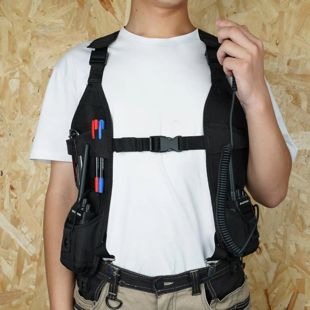 Universal Double Radio Shoulder Harness Holster, Two Way Walkie Talkie Holder for Motorola,Baofeng, Radio Search Rescue Essentia