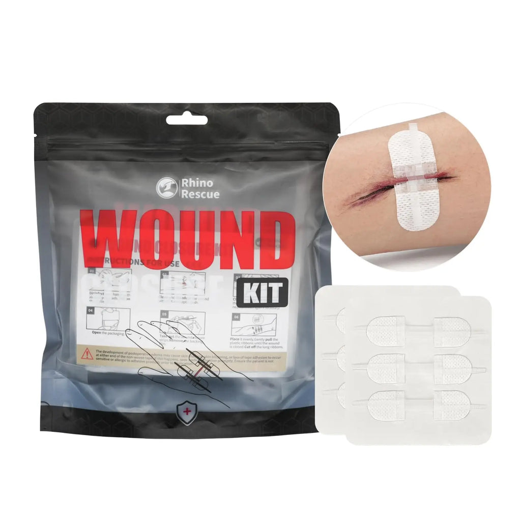 RHINO RESCUE Zip Stitch 6pcs with Wound Dresssings, Wound Closure Strips Without Suture, Zipstitch Laceration Closure Kit