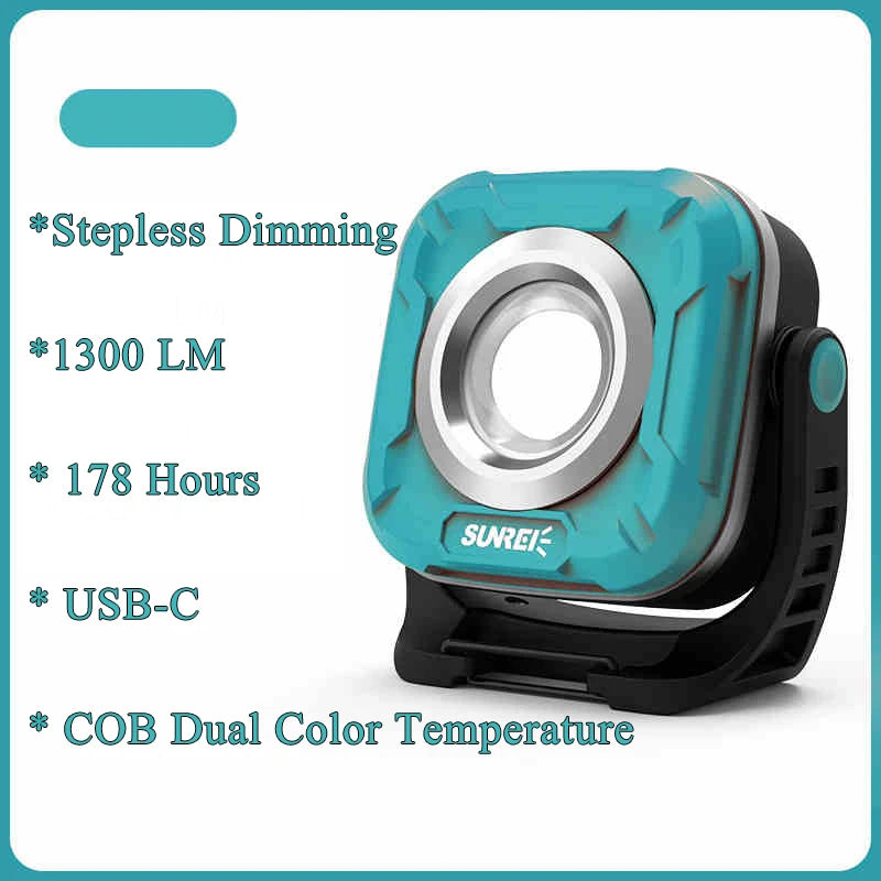 SUNREE C1200 Portable LED Rechargeable Magnetic Work Light  300° Rotation  Work Flashlight