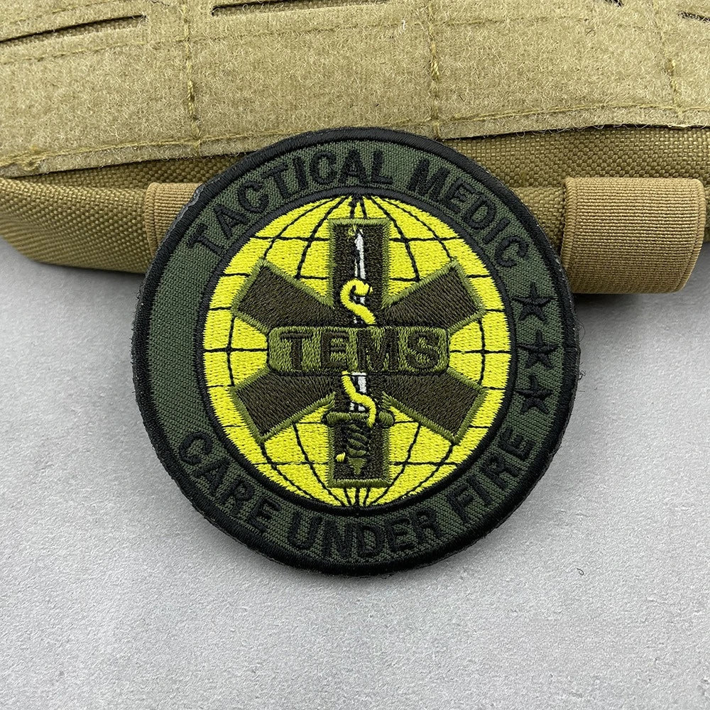 1pc Tactical Medical Badge First Aid Embroidery  Badge Hook&Loop Patch Star of Life Red Cross EMS Cloth Patch