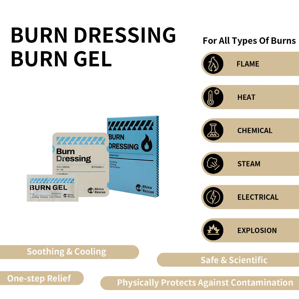 Rhino Rescue Burn Gel Kit 69g - First Aid for Camping Hiking (Individual Packets)
