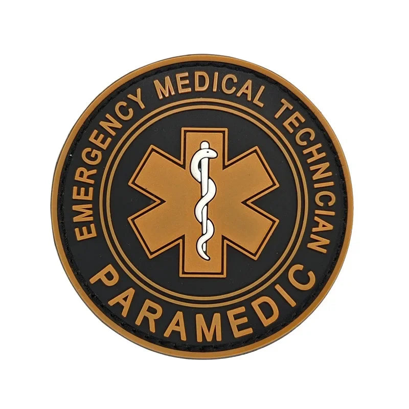 Paramedic Life Star Snake Battle 3D PVC Hook and Loop Morale Badge First Aid Sign Military Patches Backpack Tactical Stickers