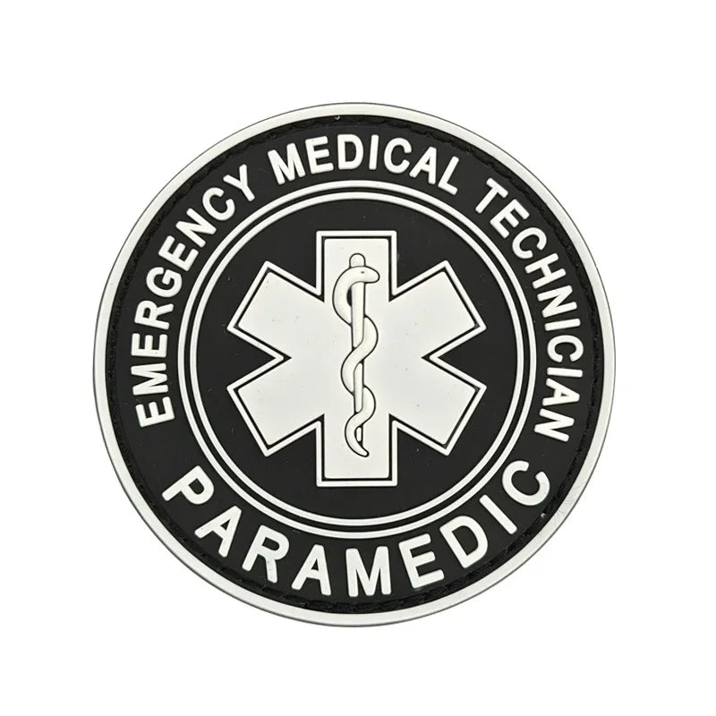 Paramedic Life Star Snake Battle 3D PVC Hook and Loop Morale Badge First Aid Sign Military Patches Backpack Tactical Stickers