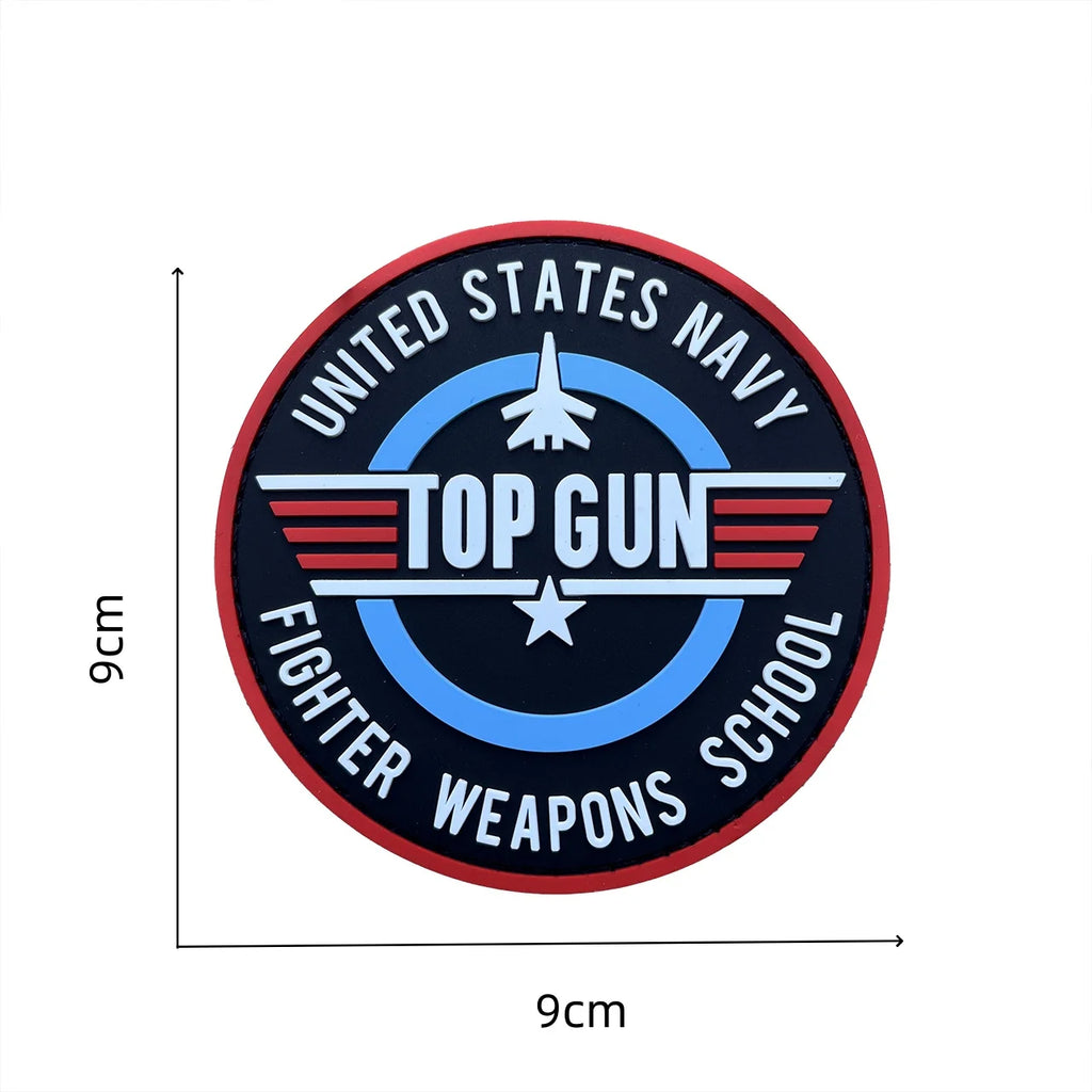 Custom Logo Top Gun Pilot Badge Tactical Morale Badge Medical Search Rescue PVC Hook and Loop Patch Backpack Decorative Sticker