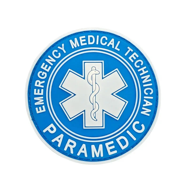 Paramedic Life Star Snake Battle 3D PVC Hook and Loop Morale Badge First Aid Sign Military Patches Backpack Tactical Stickers