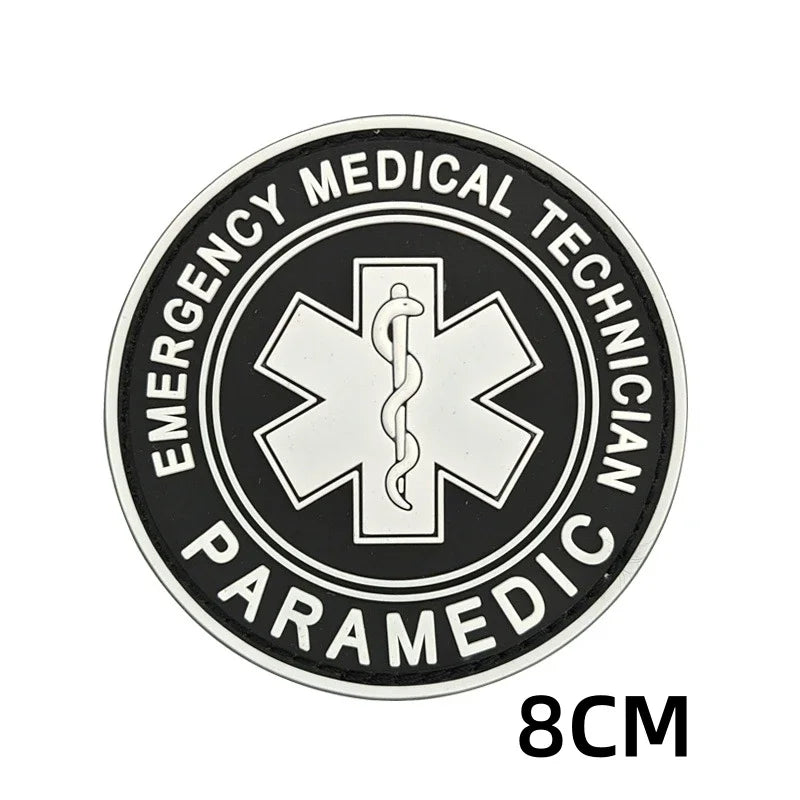 Paramedic Life Star Snake Battle 3D PVC Hook and Loop Morale Badge First Aid Sign Military Patches Backpack Tactical Stickers