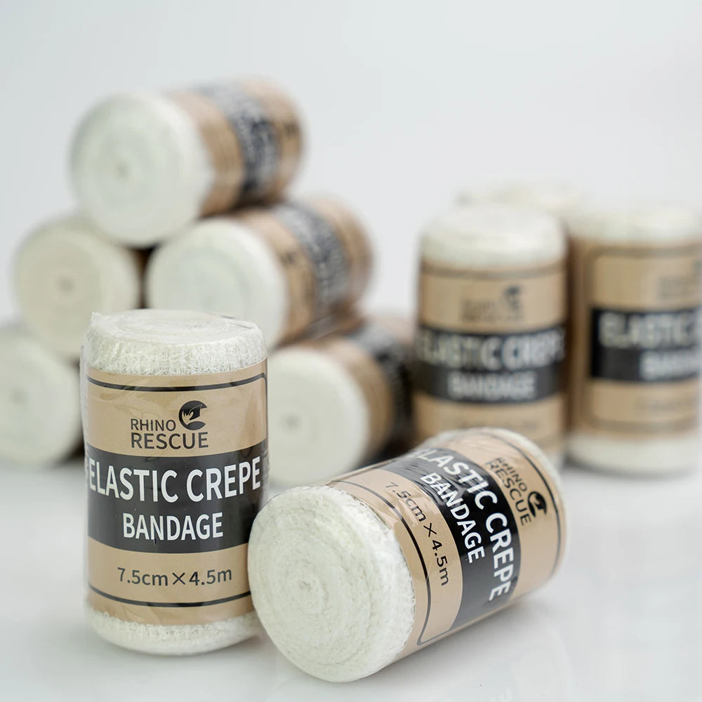 RHINO 6/12 pcs Elastic Crepe Bandage First Aid Kit Gauze Wound Dressing Nursing Emergency Care Bandage Outdoor Sports