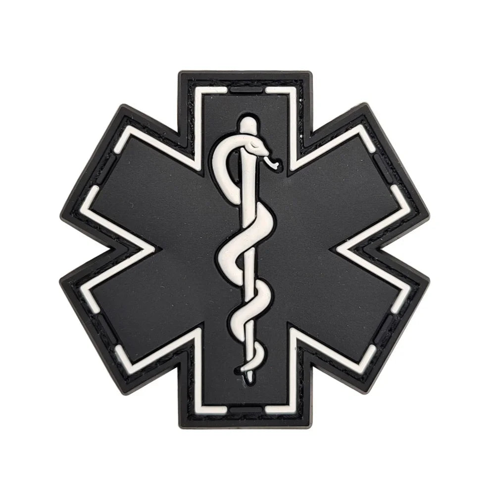 Paramedic Life Star Snake Battle 3D PVC Hook and Loop Morale Badge First Aid Sign Military Patches Backpack Tactical Stickers