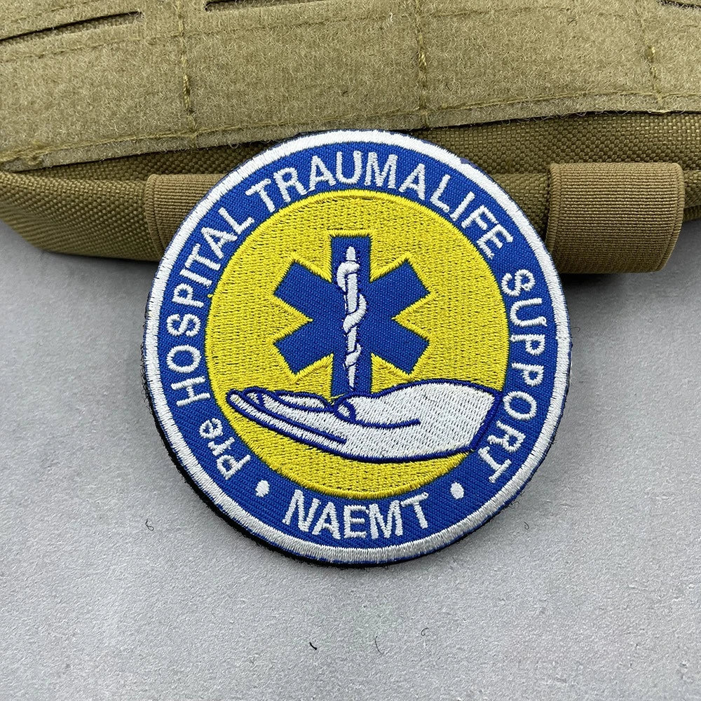 1pc Tactical Medical Badge First Aid Embroidery  Badge Hook&Loop Patch Star of Life Red Cross EMS Cloth Patch