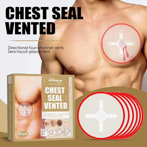 6pcs Emergency Trauma Sticker Sticky Easily Medical Chest Seal Breathable Seal Vented First Aid Patch Waterproof for Skin Trauma